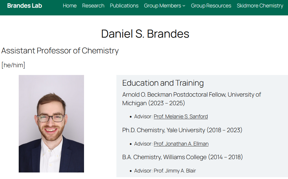 Daniel S. Brandes, Chemistry