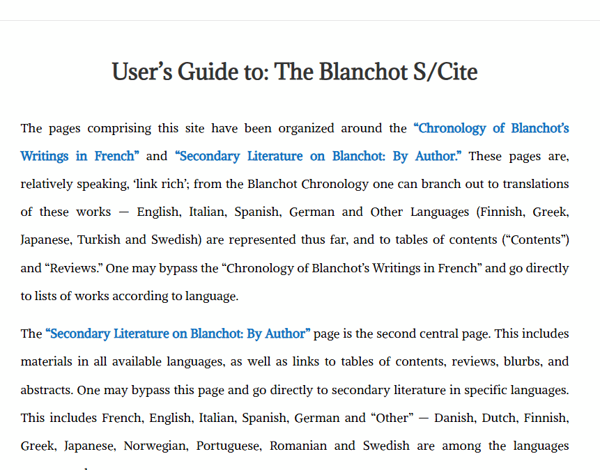 Maurice Blanchot, (Reg Lilly, Philosophy)