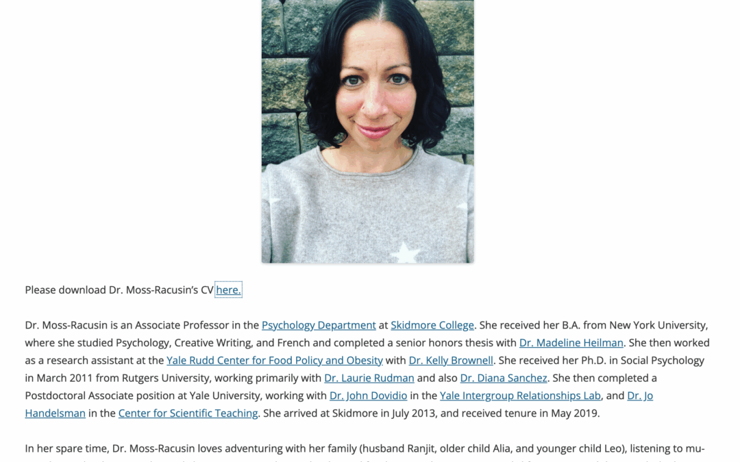 Corinne Moss-Racusin, (Psychology)